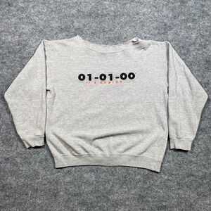 Vintage Y2K 01-01-00 Its Coming Graphic Sweatshirt Grey Distressed Mens Large